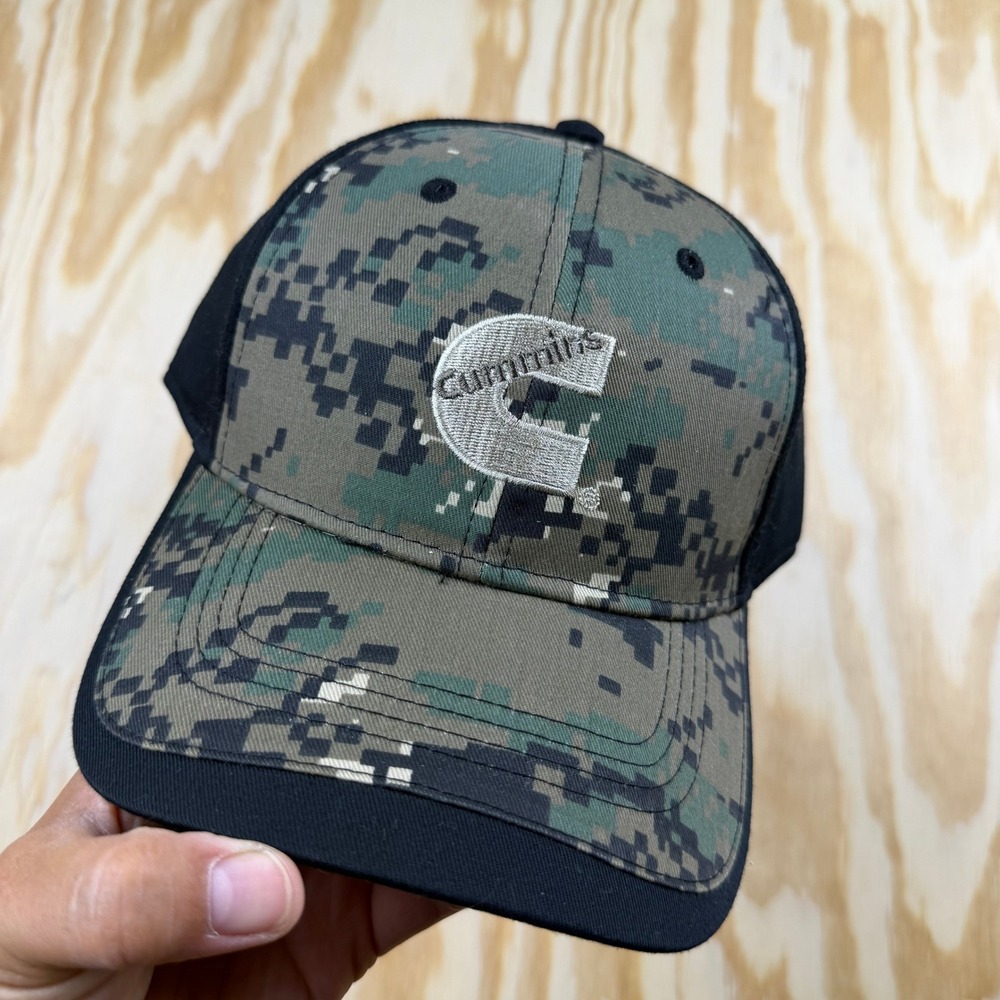 Cummins Diesel Engine Hat Digital Camo Black Adjustable Strapback Cap BDA